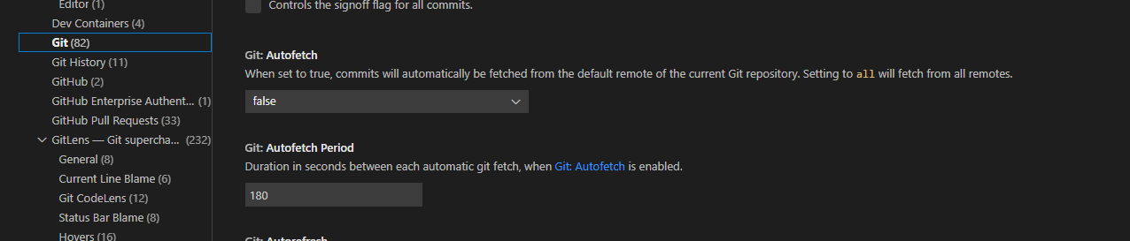 git autofetch and git autofetch period settings