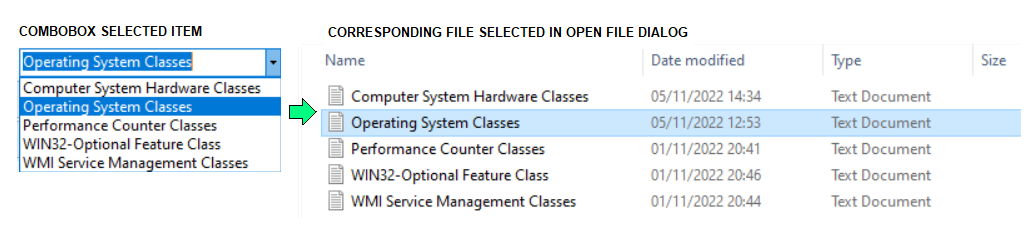 OPENFILEDIALOG - SELECT FILE FROM COMBOBOX