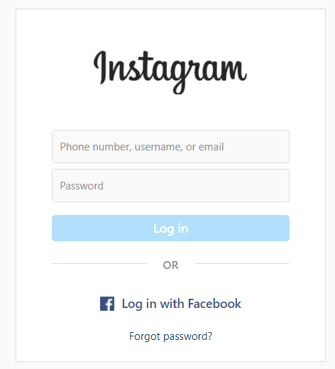 Instagram login