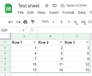 Google Sheet Table