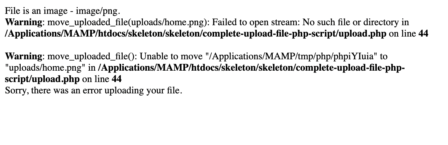 error output view on localhost