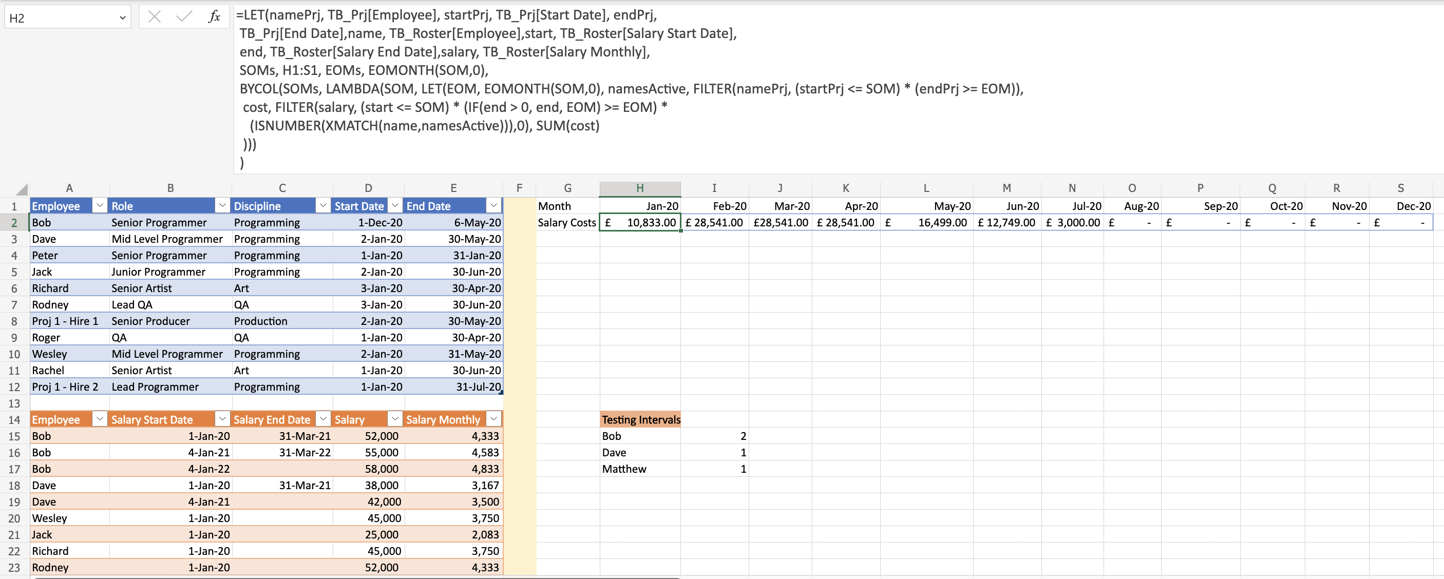 sample output in Excel