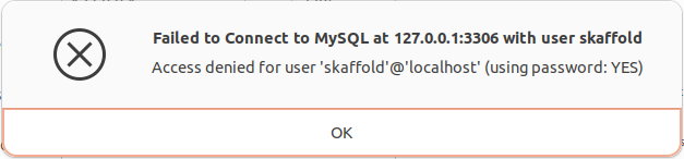 failed to connect to mysql