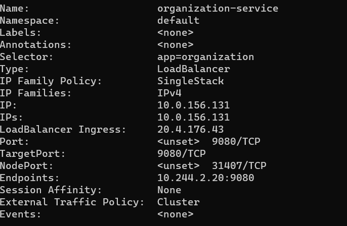 kubectl describe svc