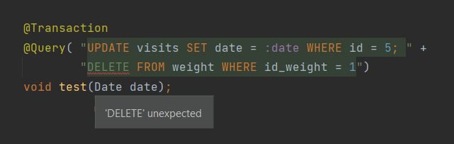 room transaction error in interface