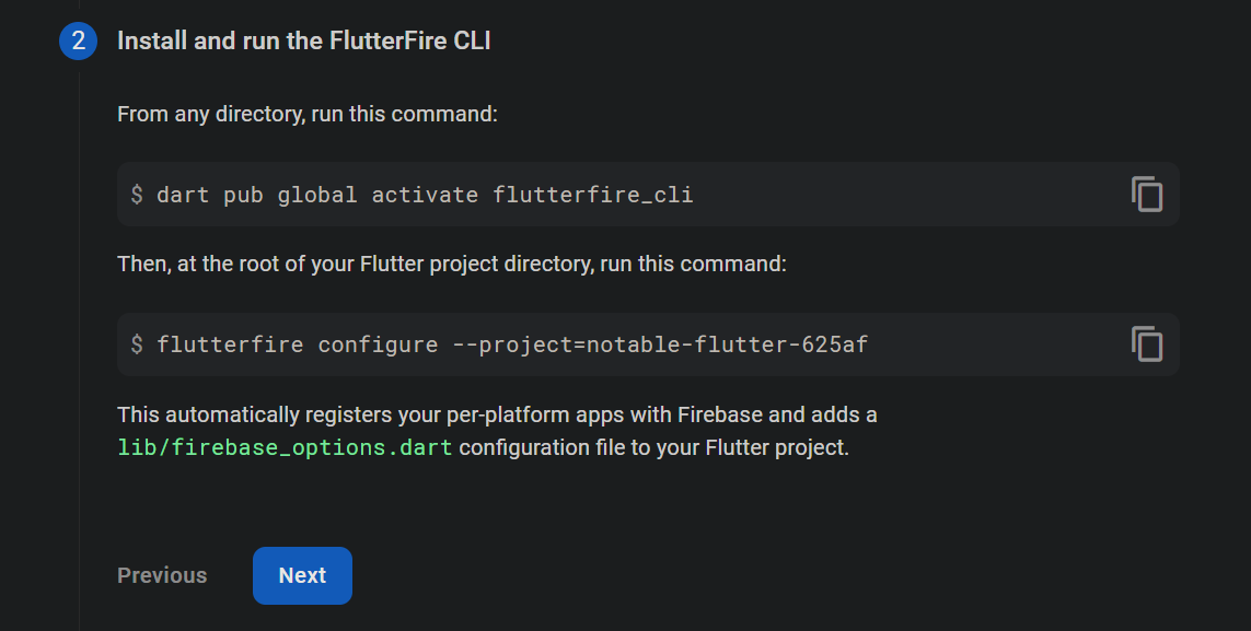 Firebase instructions