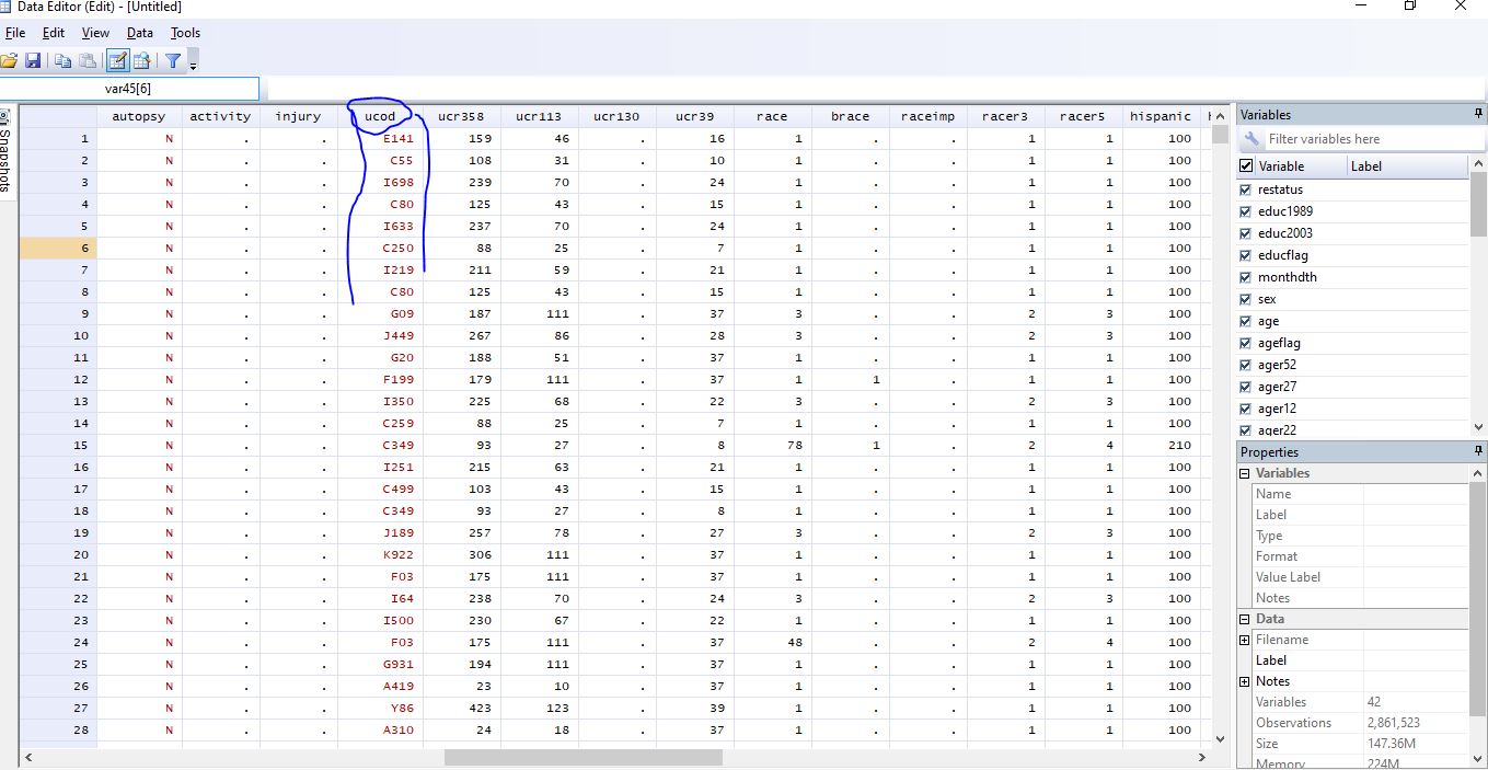 View of my data set