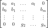 Matrix of coefficients