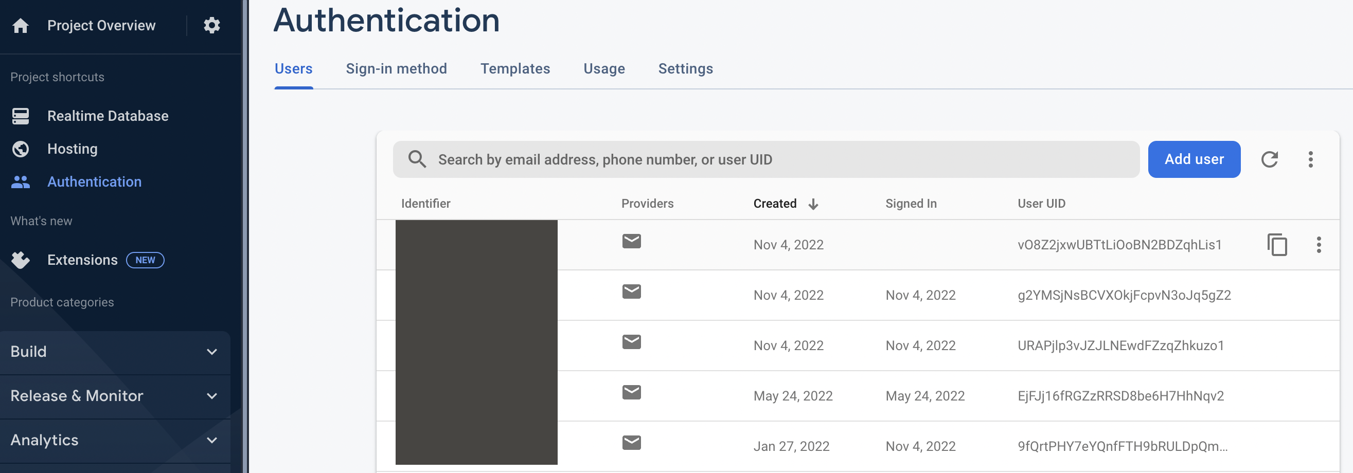 Here is authentication users to firebase