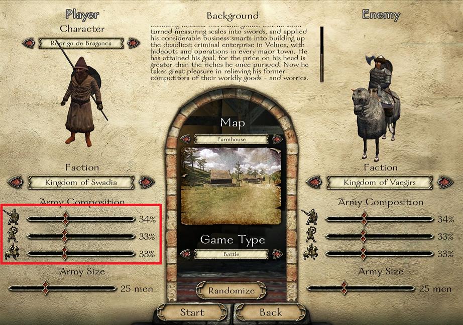 Mount Blade Warband Quick Battle Screen