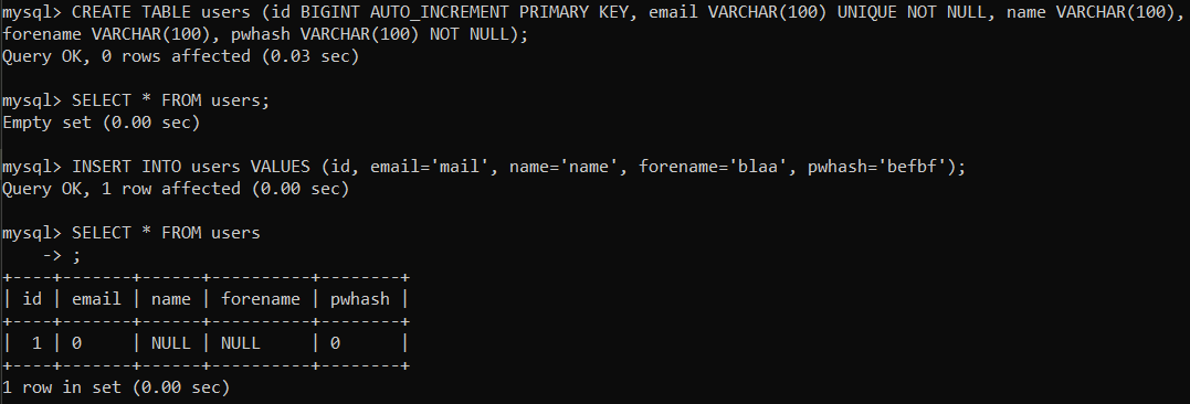 MySql commands