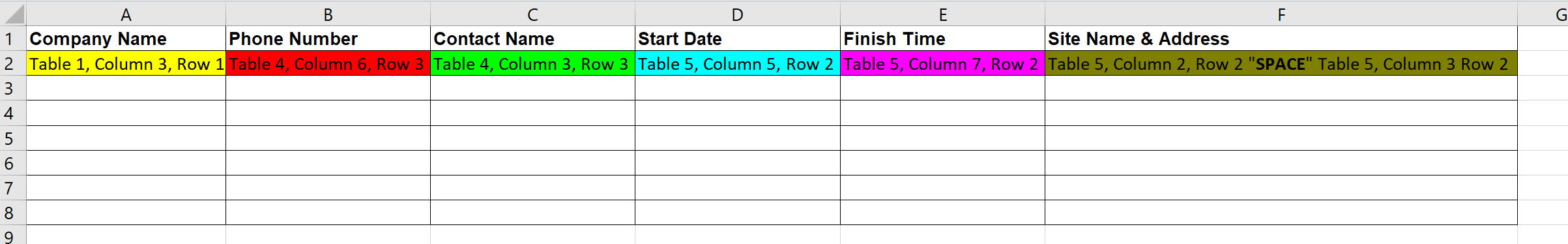 Excel file