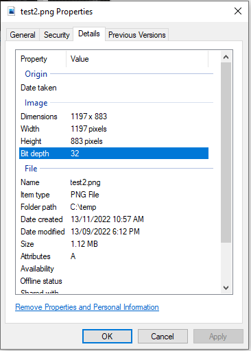 windows png properties