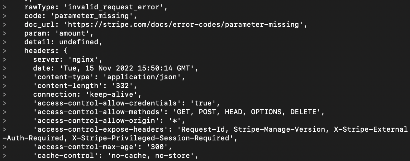 It states that the 'amount' parameter is missing