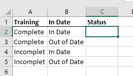 Excel sheet I am working with