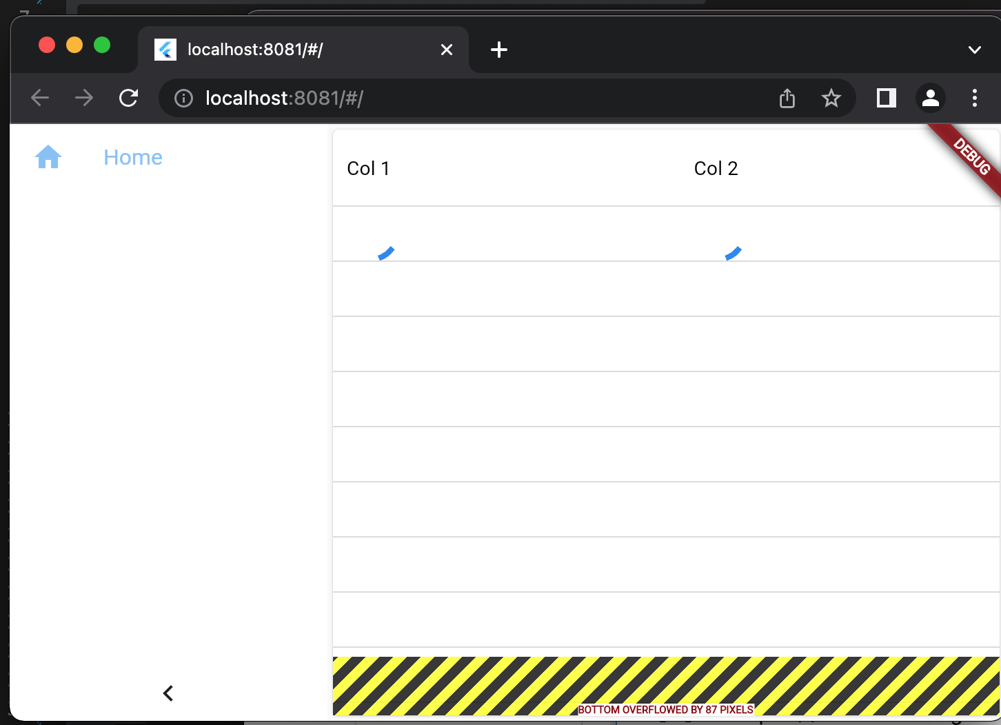 After resizing up to PaginatedDataTable