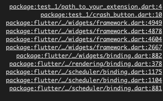 Stack trace with extension