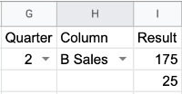 Dropdown to Select Quarter and Column by name, and results