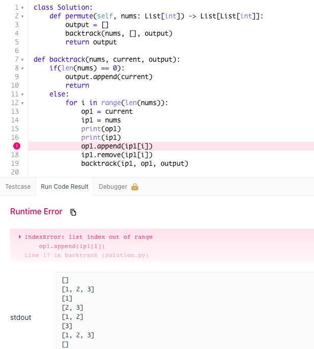 Runtime Error, "List Index Out of Range"