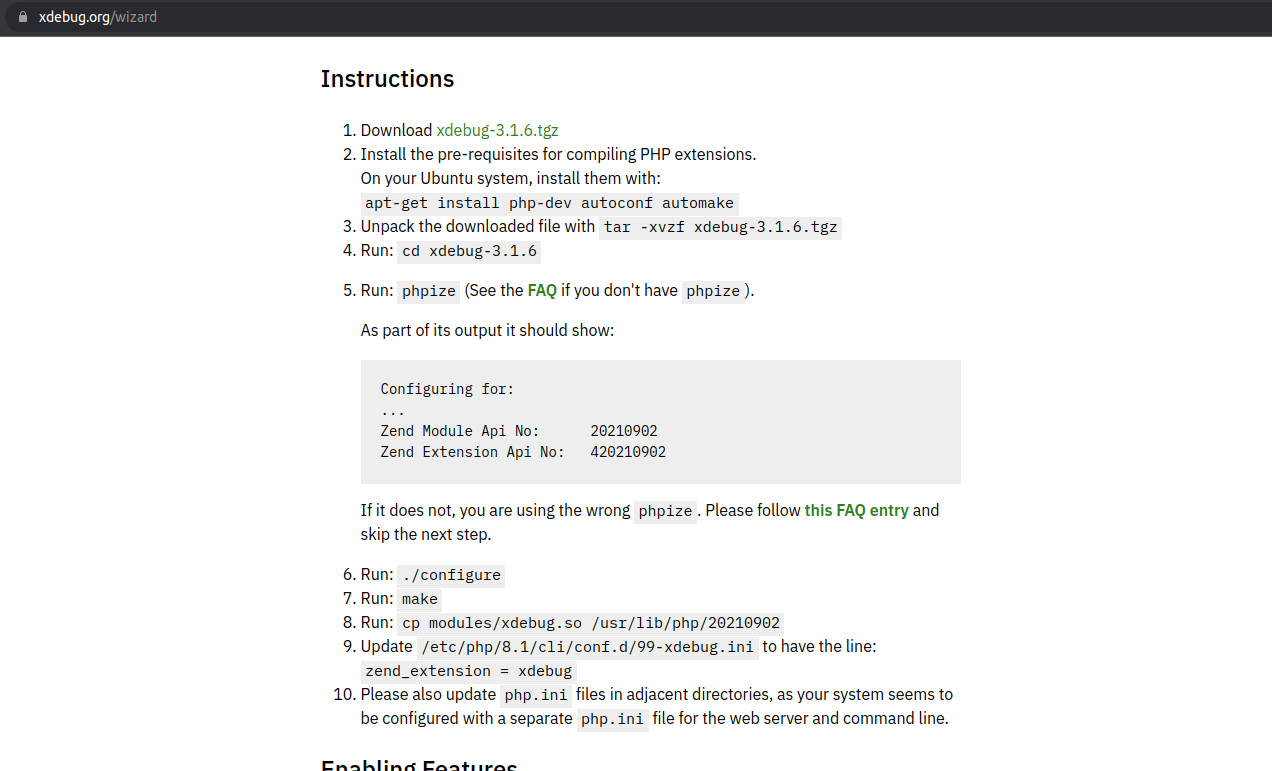 Xdebug Wizard Instruction for Php 8.1 in Ubuntu