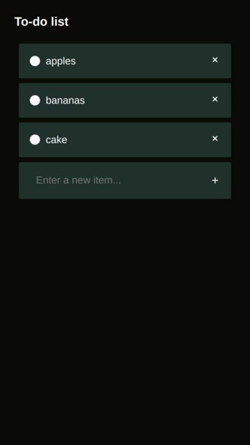 screenshot of to-do list app