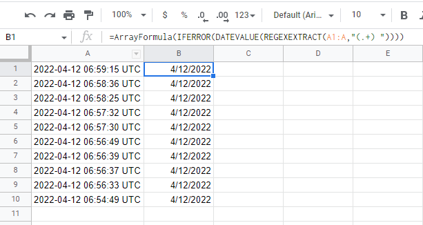 Datevalue google sheets regexextract date from date and time