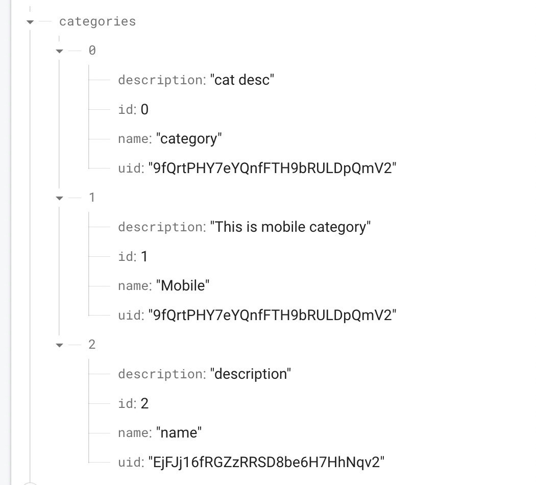 This is categories table