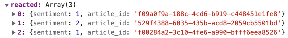 reacted array results