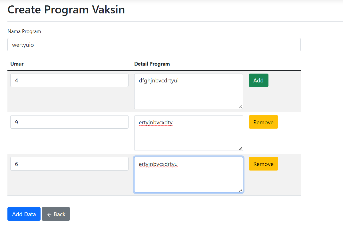 form for input data