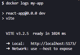 Output of docker logs command