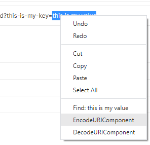 Picture of the context menu in Postman to encode values