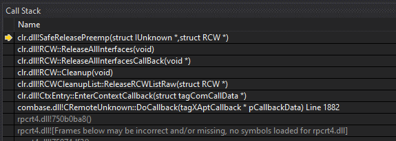 stack trace when Access Violation is thrown