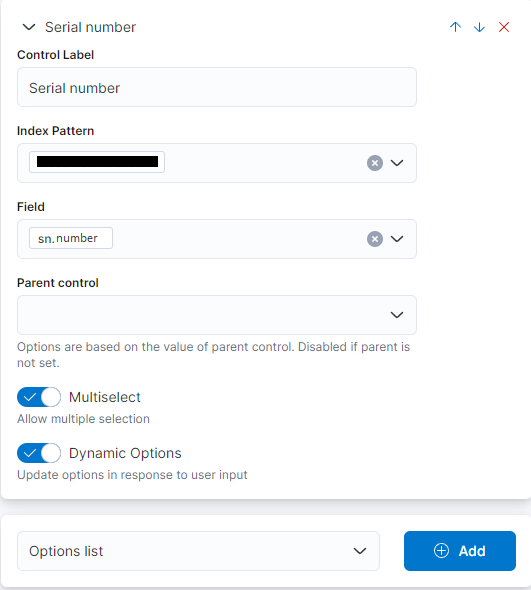 Options list in Kibana