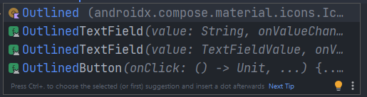 OutlinedTextField shown