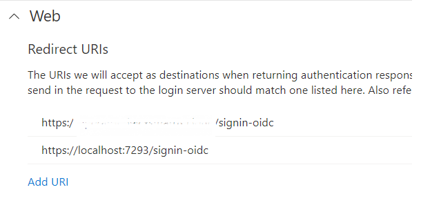 Azure Application Redirect URL