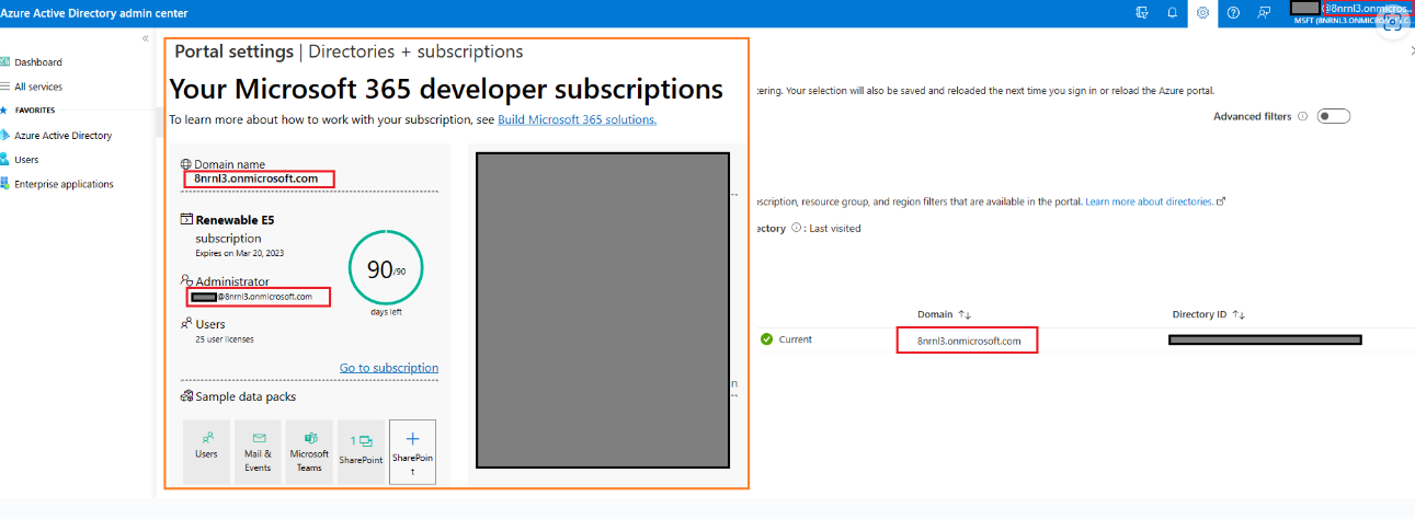 Microsoft 365 Developer Sandbox login