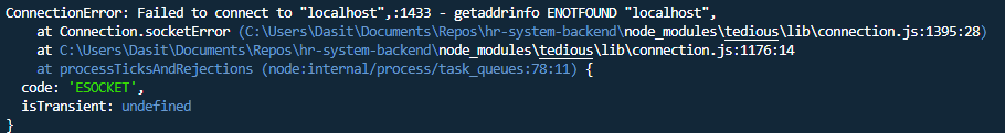 Error while trying to connect local SQL server