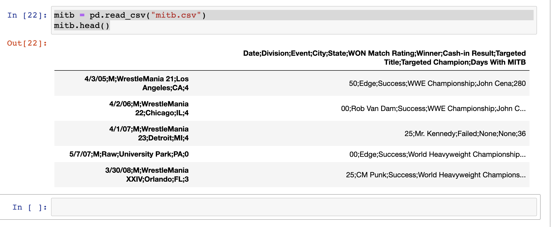 code in Jupyter notebook