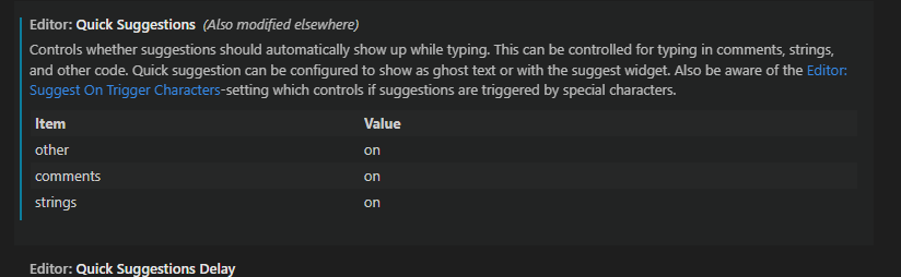 Suggestion Settings