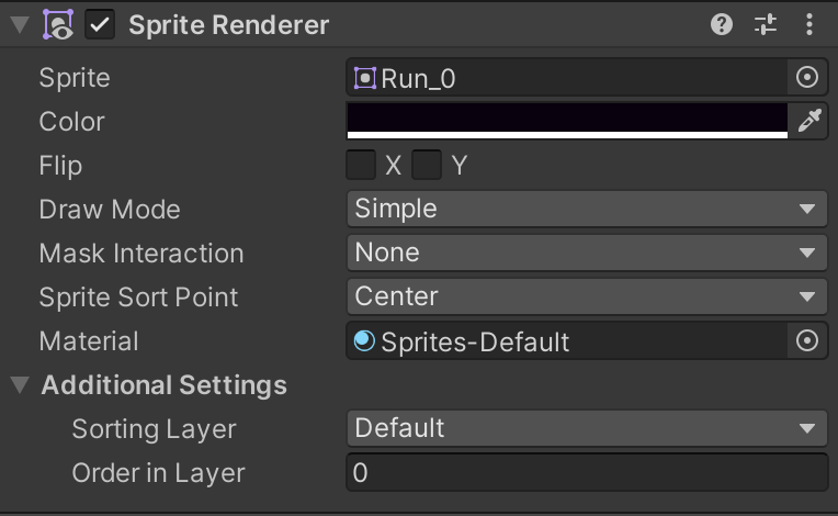 Sprite Renderer Settings