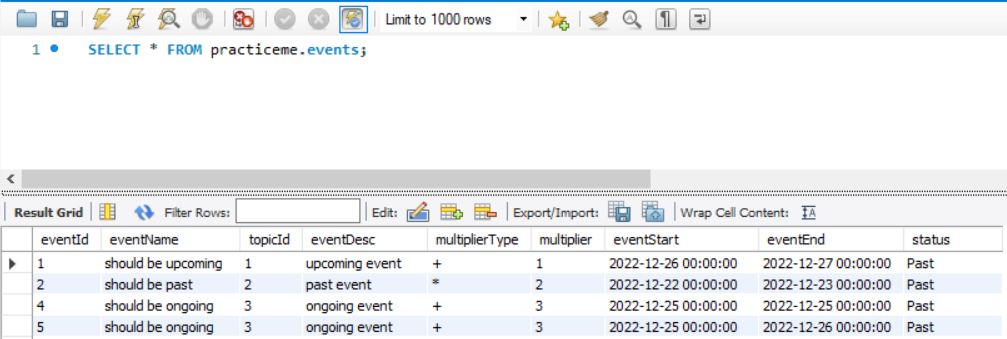 Database table