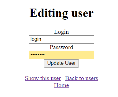 Edit user form screenshot