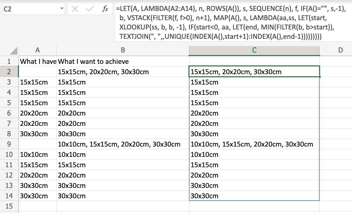 excel output