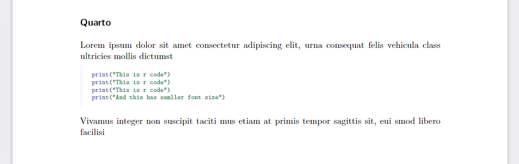 smaller font size for code chunk