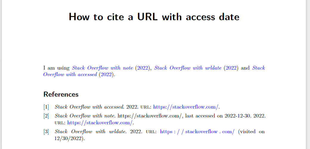 URL access date in Quarto pdf references