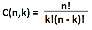 Binomial coefficient - n! / k! (n - k)! 