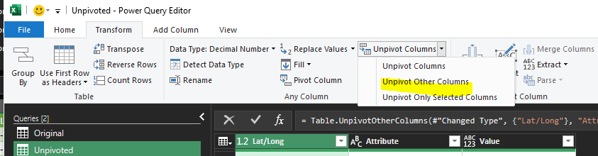 Unpivot other columns