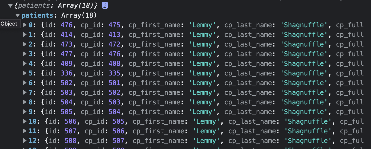 array with patients property