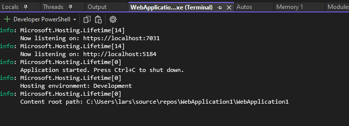 Integrated terminal example