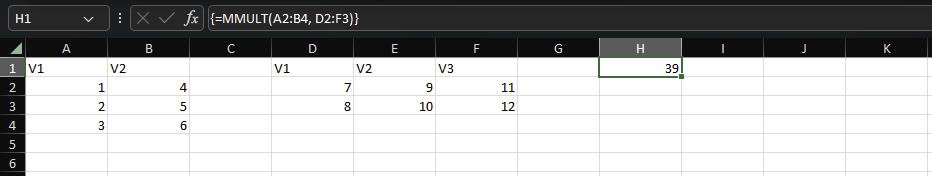 excel with single-cell MMULT